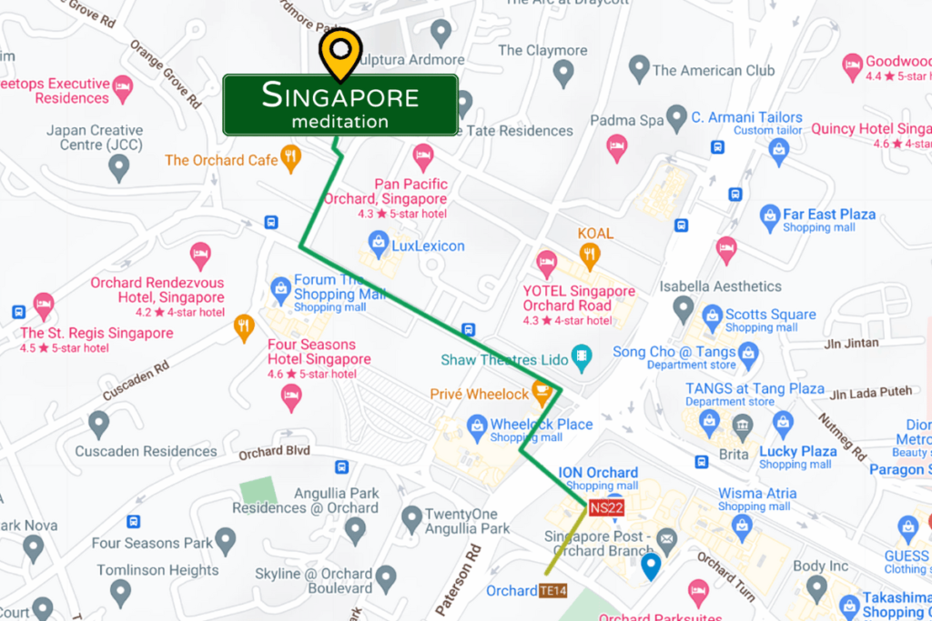 Getting Here - Map to Singapore Meditation Centre Train Map